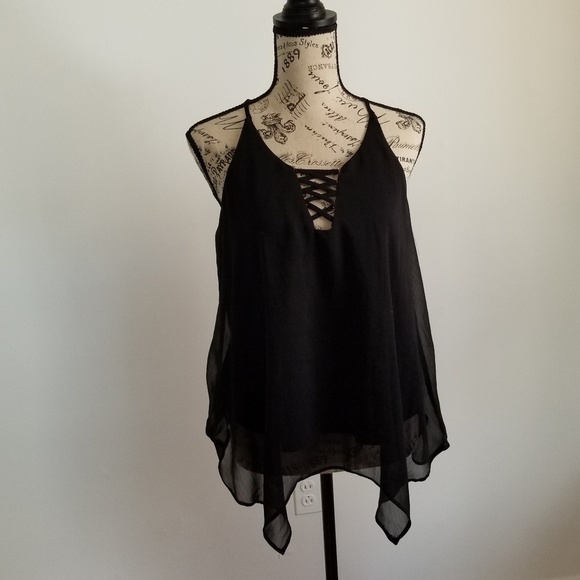 Strappy lace up in front top - Picture 1 of 5